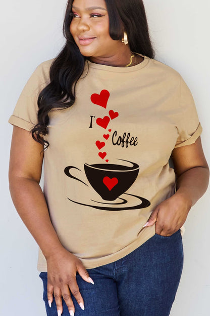 Simply Love Full Size I LOVE COFFEE Graphic Cotton Tee-Jewearrings