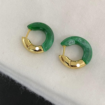 Amber High-end Emerald Earrings Retro Light Luxury-Jewearrings