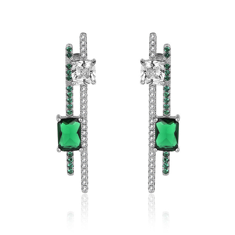 S925 Sterling Silver Stud Earrings Emerald-Jewearrings