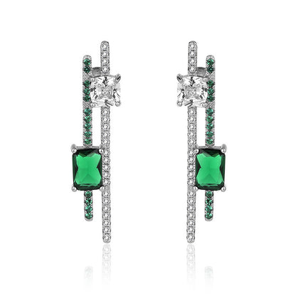 S925 Sterling Silver Stud Earrings Emerald-Jewearrings