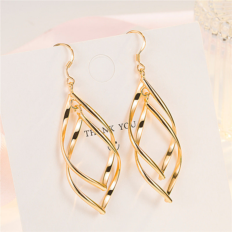 Simple Cross-border Accessories Gold-plated Double Ring Buckle Earrings-Jewearrings