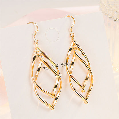 Simple Cross-border Accessories Gold-plated Double Ring Buckle Earrings-Jewearrings