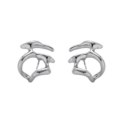 Internet Celebrity Irregular Liquid Stud Earrings For Women Simple-Jewearrings