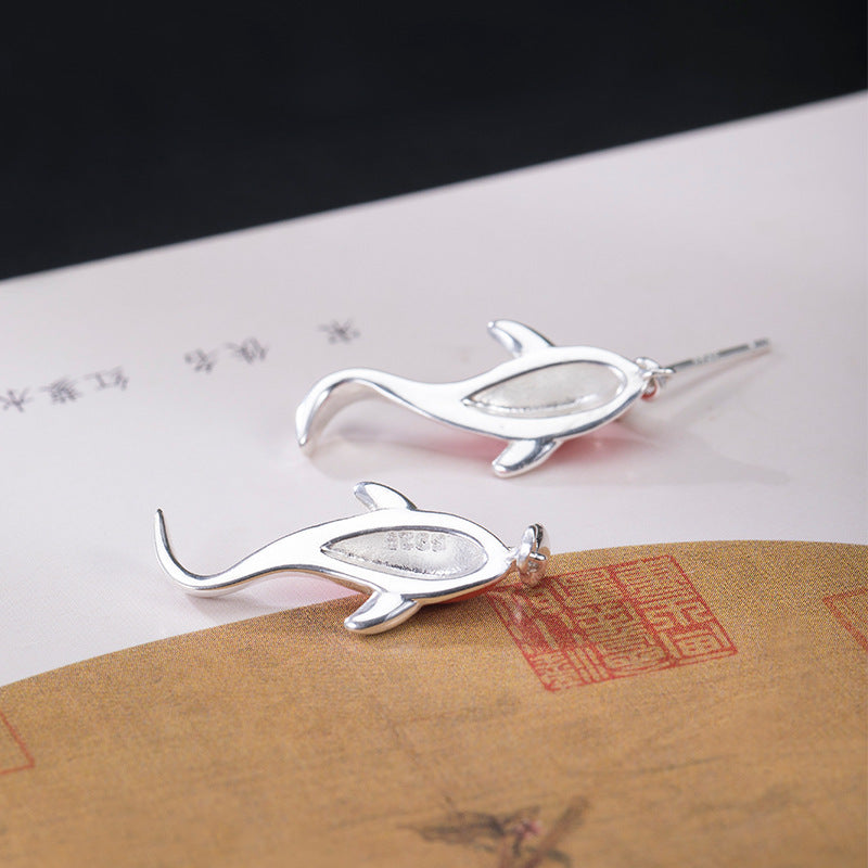 Design Epoxy Koi Stud Earrings Women's Chinese Style Simple-Jewearrings