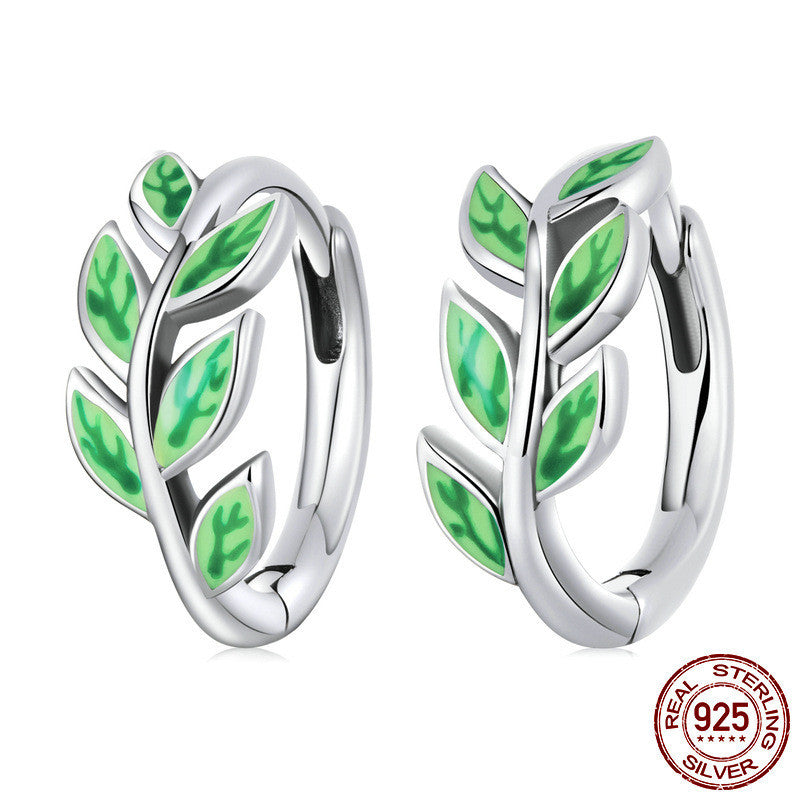 Sterling Silver Emerald Branch Earrings Green-Jewearrings