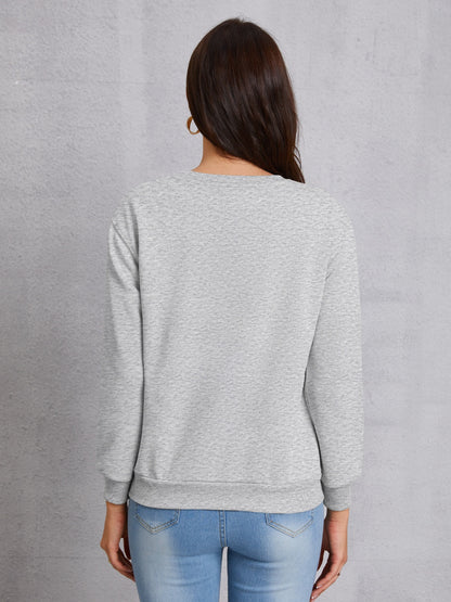 LOVE Round Neck Long Sleeve Sweatshirt-Jewearrings