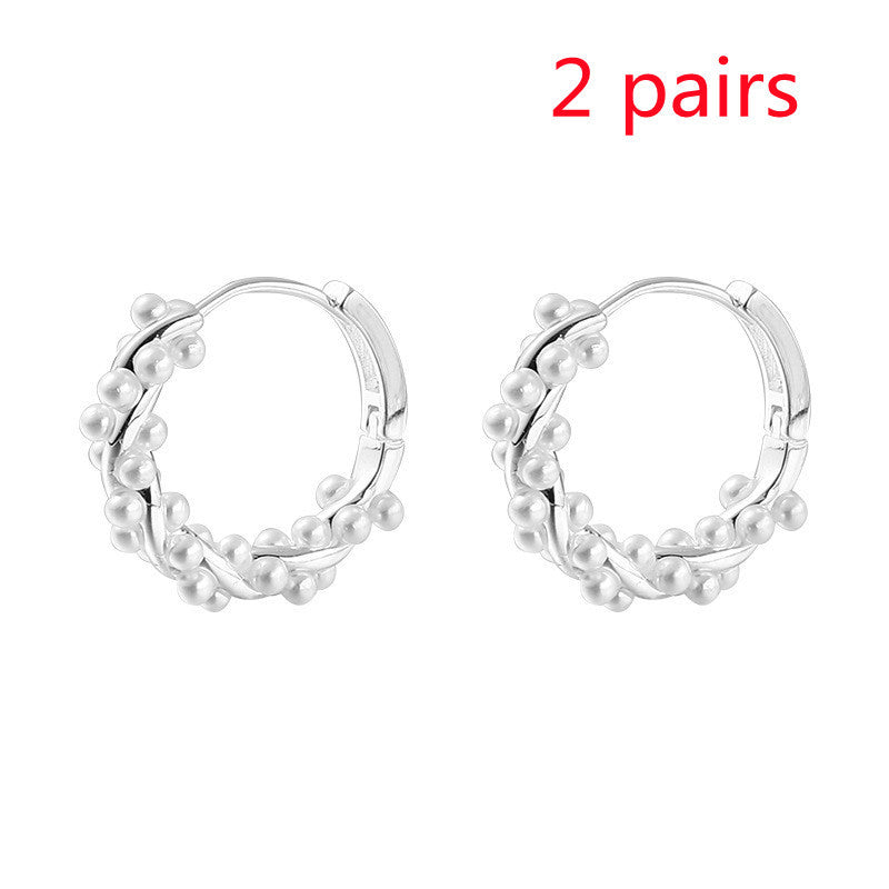 Pearl Earrings Autumn And Winter Special-interest Design Bead Eardrops Earrings New Elegant Circle Ear Clip Women-Jewearrings