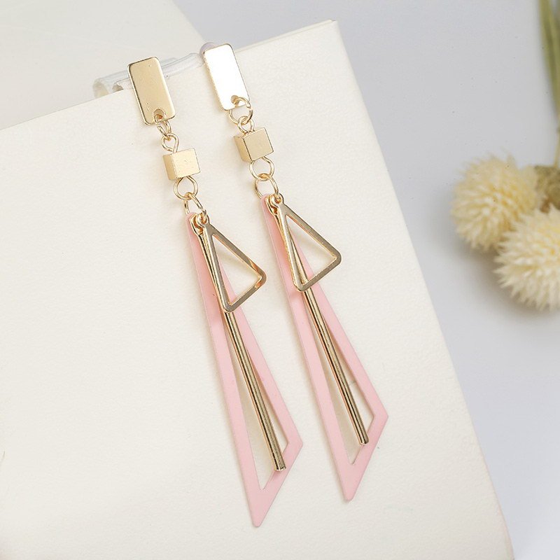 Korean Long Statement Geometric Triangle Tassel Dangle Drop Earrings For Women Earrings Fashion Jewelry Oorbellen Brincos-Jewearrings