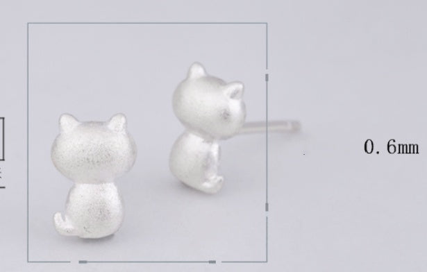 Silver-plated Ear Studs Women's Cute Kitty Earrings Small Animal Zodiac Women's Earrings-Jewearrings