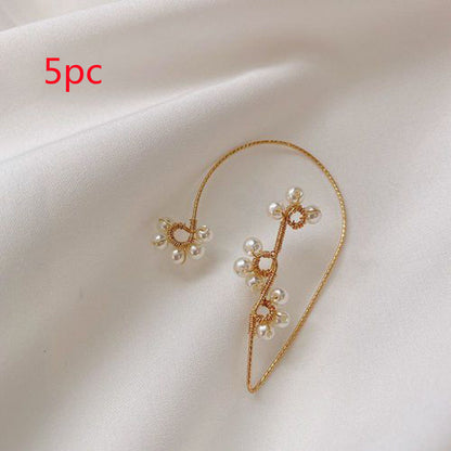 New Summer Fashion Net Celebrity Cold Wind Braided Pearl Earrings-Jewearrings