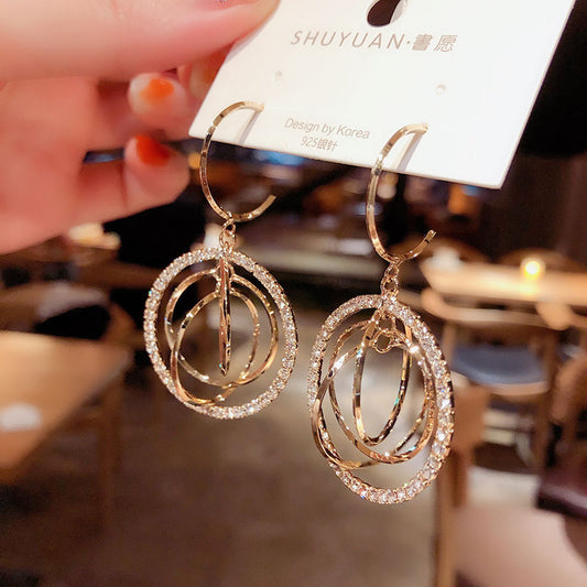 South Korea's Dongdaemun Fashion And Personality Exaggerated Silver Pin Earrings-Jewearrings