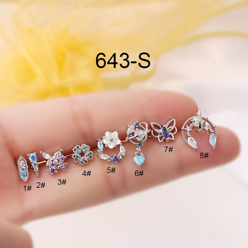 Color Super Fairy Thin Rod Titanium Steel Screw Cartilage Stud Earrings Fashion-Jewearrings