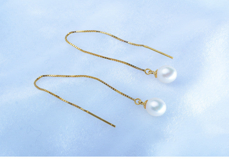 S925 Silver Beige Freshwater Pearl Earrings-Jewearrings