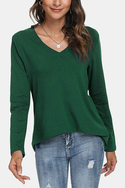 V-Neck Long Sleeve T-Shirt-Jewearrings