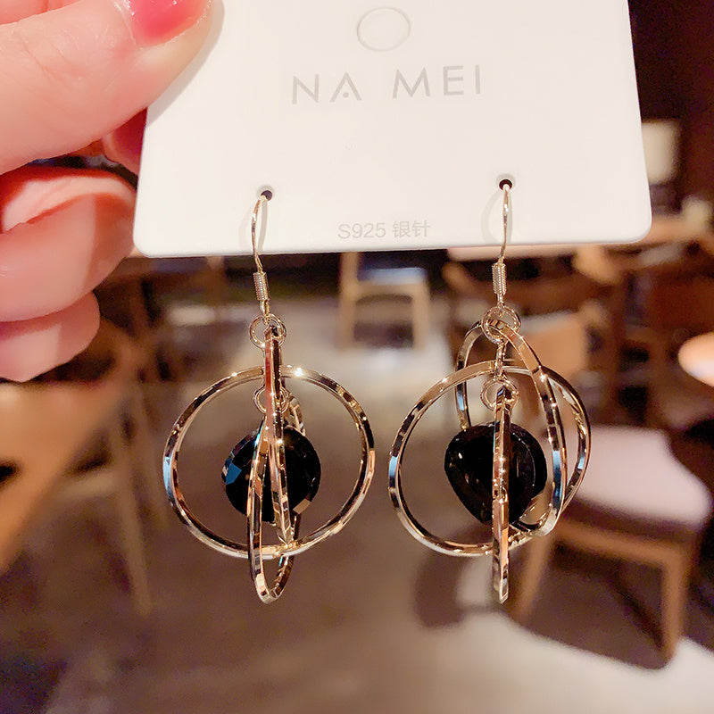 South Korea's Dongdaemun Fashion And Personality Exaggerated Silver Pin Earrings-Jewearrings