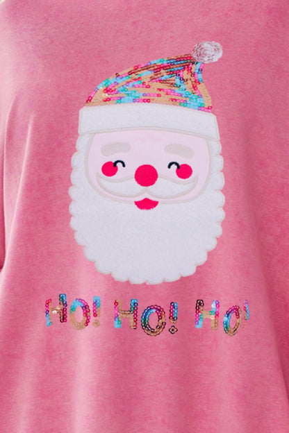 Plus Size Santa Claus Sequin Round Neck Sweatshirt-Jewearrings