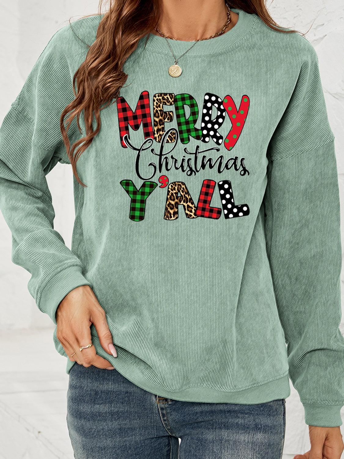 MERRY CHRISTMAS Y'ALL Graphic Sweatshirt-Jewearrings