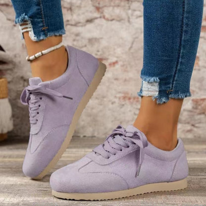 Suede Lace-Up Flat Sneakers-Jewearrings