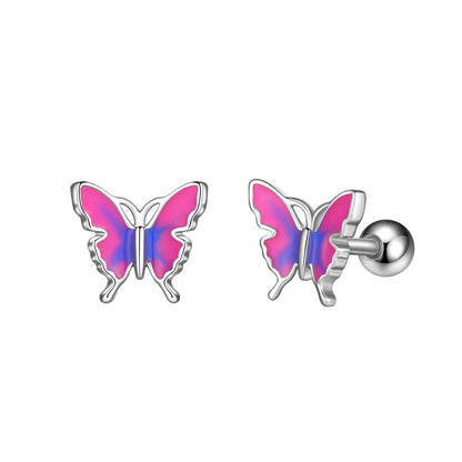 Oil Dripping Butterfly Ear Bone Stud Earrings Piercing Jewelry-Jewearrings