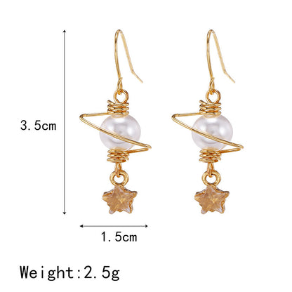 Temperament Pearl Long Rhinestone Earrings Simple Retro Style Exquisite Ear Jewelry-Jewearrings