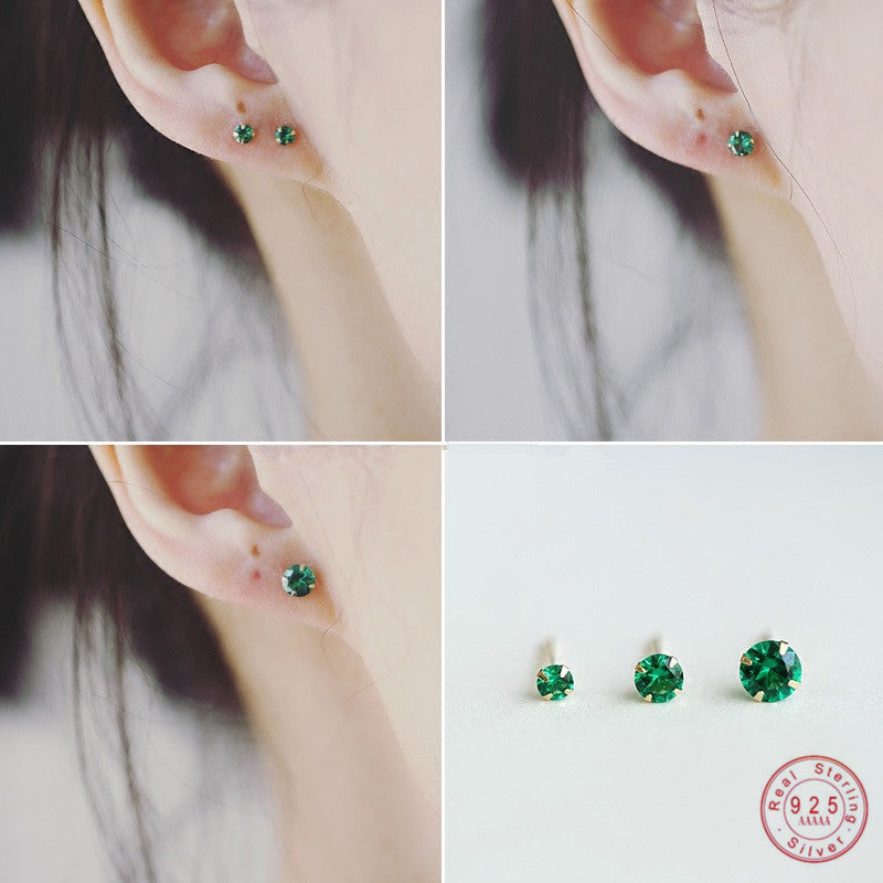 Mini Japanese And Korean Small Round Four-Claw Stud Earrings-Jewearrings