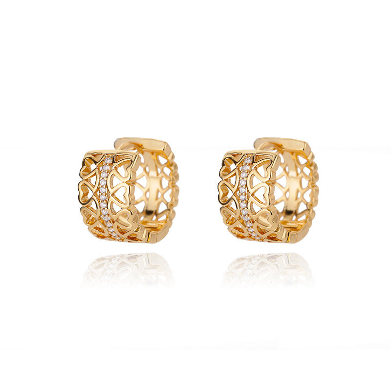 Lock Female Oval Geometric Zircon-encrusted Stud Earrings-Jewearrings