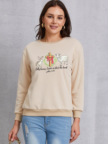 EASTER Graphic Round Neck Sweatshirt-Jewearrings