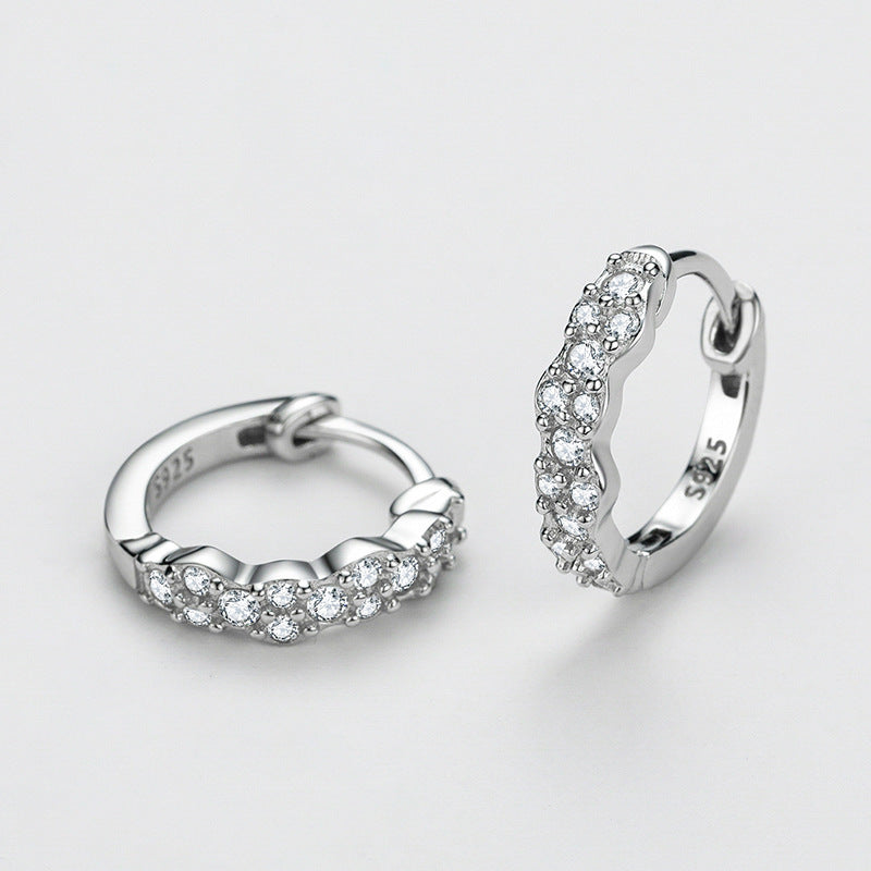 Women's S925 Silver Geometric Rhinestone Earrings-Jewearrings