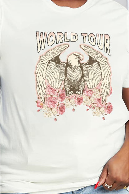 Simply Love Full Size WORLD TOUR Eagle Graphic Cotton Tee-Jewearrings