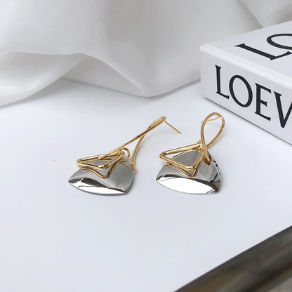 Simple Personality Contrast Color Triangle Stud Earrings Retro Long Eardrop-Jewearrings