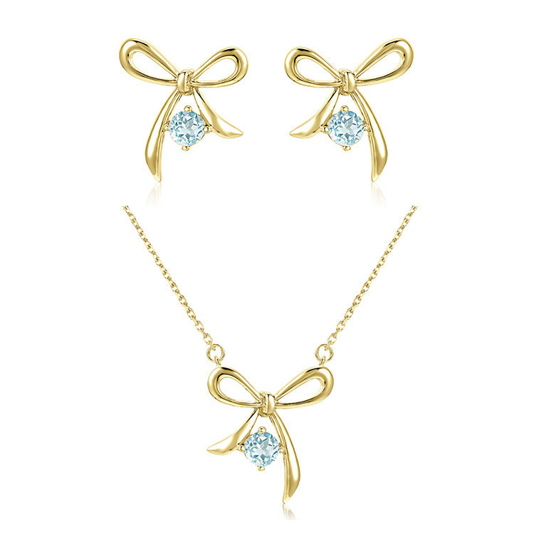 Women's Bow Necklace Stud Earrings Set-Jewearrings