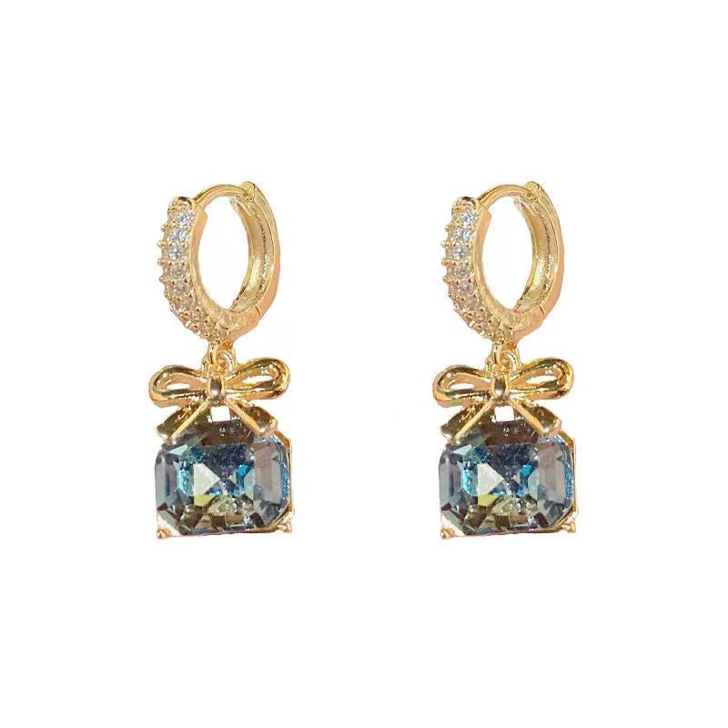 Crystal Bow Zircon Earrings Female-Jewearrings