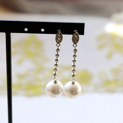 White Pearl Earrings Earrings Retro Drop Earrings-Jewearrings