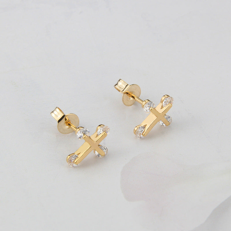 925 Silver Nails New Simple Inlaid Zirconium Earrings For Women-Jewearrings