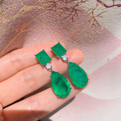 Pear Shaped Paraiba Earrings Emerald-Jewearrings