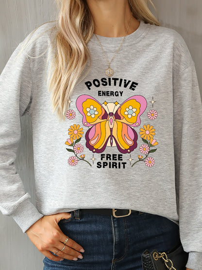 Butterfly Graphic Dropped Shoulder Sweatshirt-Jewearrings