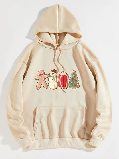 Graphic Drawstring Hoodie with Pocket-Jewearrings