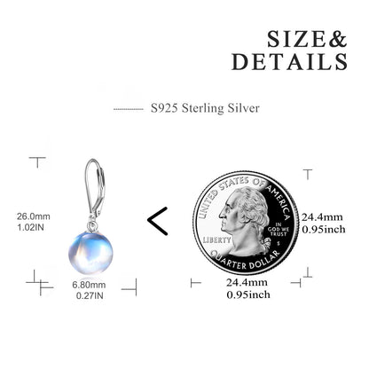 925 Sterling Silver Moonstone Drop Leverback Earrings Jewelry for Women-Jewearrings