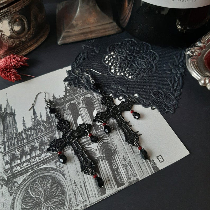 Cross Gothic Dark Anhe Earrings-Jewearrings