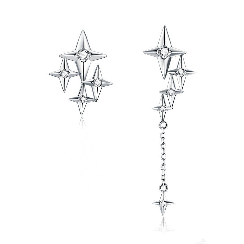 Sterling Silver Starry Stud Earrings Fashion-Jewearrings