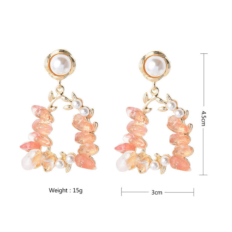 Irregular Geometry Pearl Resin Earrings-Jewearrings