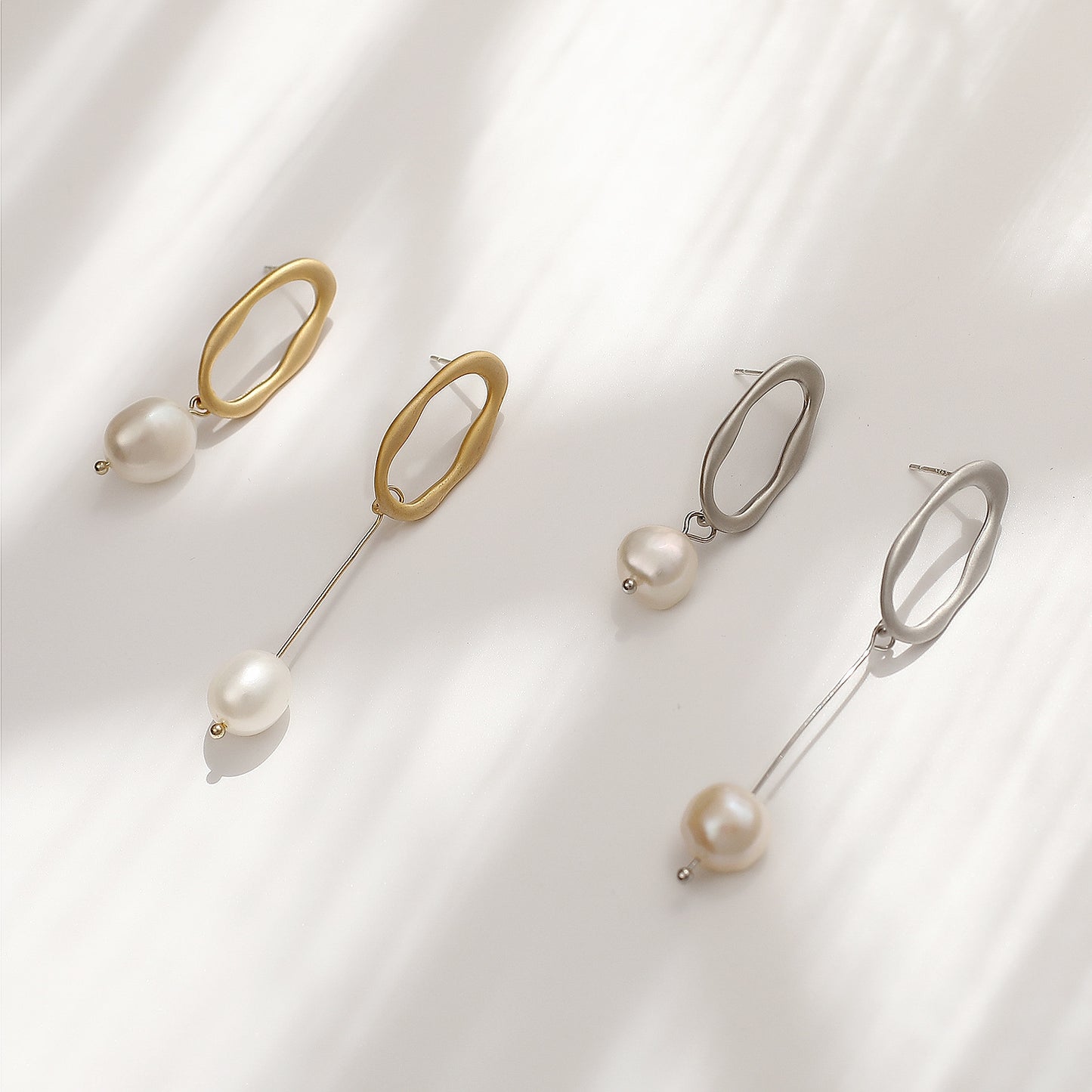 Water Pearl Earrings, Simple And Thin Earrings-Jewearrings