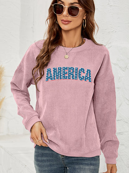 AMERICA Graphic Dropped Shoulder Sweatshirt-Jewearrings