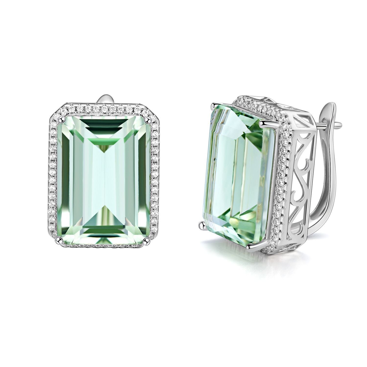 Luxurious And High-grade Natural Green Crystal Earrings, Fashionable Design, S925 Silver-Jewearrings