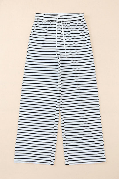 Striped Drawstring Waist Wide Leg Pants-Jewearrings