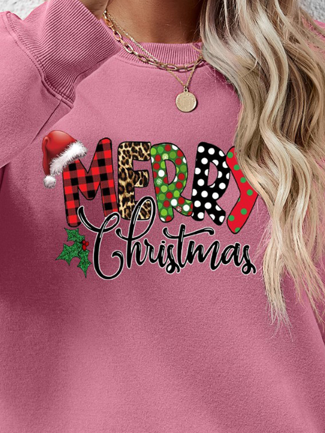 MERRY CHRISTMAS Round Neck Dropped Shoulder Sweatshirt-Jewearrings