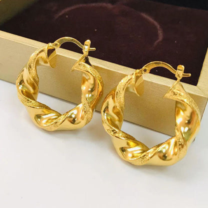 Super Twist Exaggerated Hollow Earrings 18K Gold Earrings Ear Clip-Jewearrings