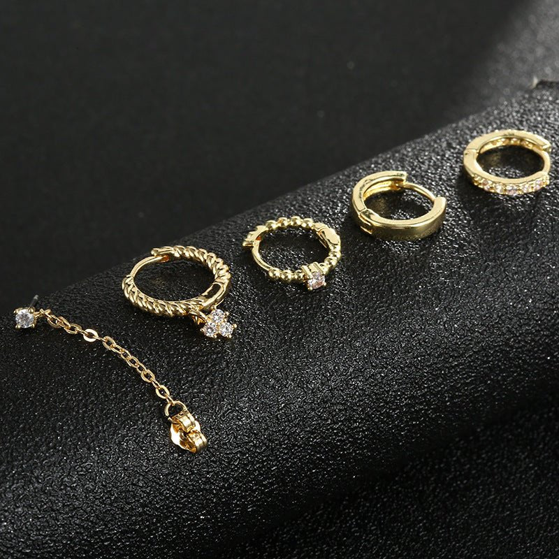 5 Pairs Gold And Silver Ring Earrings Set-Jewearrings