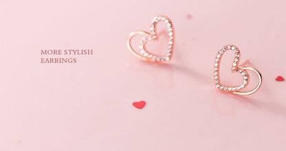 5 Tremella Studs Female Cute Small Girl Heart Sweet Diamond Irregular Love Earrings-Jewearrings