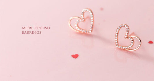 5 Tremella Studs Female Cute Small Girl Heart Sweet Diamond Irregular Love Earrings-Jewearrings